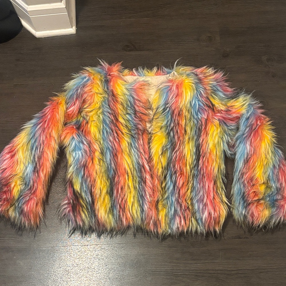 Vibrant Multicolor Faux Fur Women's Jacket